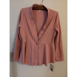 HALARA SCULPT KNIT VNECK ONE BUTTON JACKET‎ PINK NWT SIZE LARGE